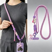 Adjustable Braided Anti-Lost Phone Lanyard, Universal Crossbody Neck Strap with Retro Cloud Pattern