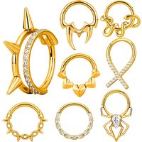 G23 Titanium EAR Nose Ring PIERC with 5 Square Zircon Ring Hoop Face Hinged Segment Clicker Labret Cartilage Piercing Jewelry