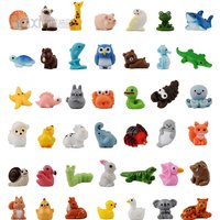 30/42Pcs Mini Resin Tiny Animals Figurines Bulk Miniature Little to Hide Small Animal Garden Landscape Dollhouse Crafts Decor