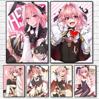 Astolfo F-FateGrand Order Kawaii cartoon Poster Self-adhesive Painting with prints Home bedroom living room decoration