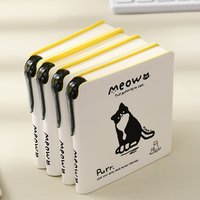 Cute Cat Doodle Notebook 224 Pages Pocket Soft Faux Leather Blank Binder Sketchbook Travel Journal School Office Stationery Gift