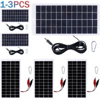 12V Solar Charger EVA Laminated 10W Solar Power Bank with DC Port Carabiner Emergency Solar Charger for 3.7V Battery/Garden Lamp