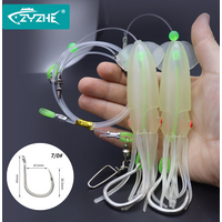 ZYZHE 1pc Deep Drop Rigs With Luminous Squid Fakebait High Strength BKK8062-5X Hook Deep Sea Fishing Rigs For Tuna Marlin