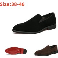 Luxury Brand Men's Suede Red Soled Loafers Black Leather Shoes Men Business Dress Shoes Retro Versatile Tenis Masculino Shoes