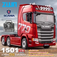 HUINA 1501 1/18 RC Truck With Light 2.4G 4WD Full Scale 19CH Remote Control Car Alloy Heavy Truck Trailer Model Toy For Kid Gift