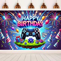 Games Gamepad Happy Birthday Party Backdrop Children Baby Boy Balloons Comic Decor Banner Portrait Photography Background