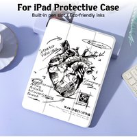 Sketch Heart Case Compatible With iPad iPad 9.7-Inch (6th/5th Generation, 2018/2017)Mini4/5 ,Air4/5 10.9in,With Pen Holder