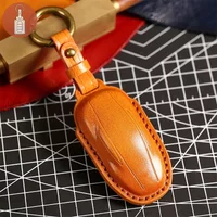 Luxury Leather Key Case Cover Car Accessories Fob Protector for Tesla Model 3 Y S X 2020 Keychains Holder Remote Keyring Shell