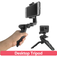 Portable Mini Handheld Tripod Desktop Stand with Phone Mount Adapter for GoPro Action Camera Smartphone Vlogging Live Streaming