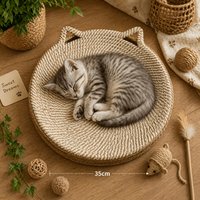 2-in-1 Round Cat Scratching Post and Bed, Woven Rope Scratcher, Suitable for Small to Medium Indoor Cats