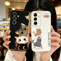 Cute funny Cat Pattern Silicone Case For Samsung Galaxy S25 S24 S23 Ultra S22 S21 Plus FE A16 A15 A56 A55 A54 A53 A36 5G Funda