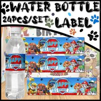 Paw Patrol Cartoon Water Bottle Stickers Label Anime Cup Wraps for Baby Shower Birthday Party Supplies Kids Girls Favor Gifts