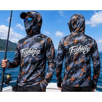 Men's Protection Fishing Hoodie Shirt Breathable Quick Dry Long Sleeve Face Cover Sun Protection Outdoor Fishing Jersey
