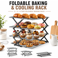Foldable 2/3/4 Tier Cooling Rack For Baking Space Saving Stackable Wire Grid Cookie Cake Stand Easy Storage Baking Tools