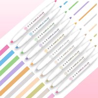 5pcs Pastel Highlighters Colors Dual Tip Fluorescent Hook Pen Colored Mark Pen Cute Markers for Journaling Japanese Stationery