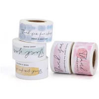 120Pcs Rectangle Outer Packaging Sealing Sticker Cute Thank-you in Multiple Colors for Baking Packaging Sealed Labels Stationery