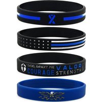 1pc/4pcs USA flag blue red thin line Police Officers Cops rubber bracelet silicone wristband