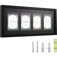 4 Grids Sports Card Display Case Trading Card Display Frame Clear View Wall Mounted Organizer Cabinet for Home Office Decoration