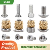 Brass Hot Melt Threaded Insert Nuts 3D Printer Heating Nut PCB Laptop Stainless Screw Bolt Insertnut Kit M2 M2.5 M3 M4 M5 M6