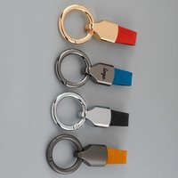 Custom Logo Nubuck Cowhide Leather Metal Keychain Vintage Keyring Frosted Personalized Company Name Car Laser Engrave Key Chains