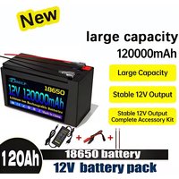✅️️✅12V Battery 100Ah 18650 Rechargeable LiFePO4 Lithium Battery Built-in 5V 2.1A Usb Power Display Port Charger+12.6V 3A ch
