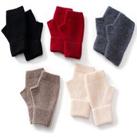 Soft 100% Wool Knitted Gloves for Women Men New Winter Fingerless Mittens Simple Solid Color Thermal Outdoor Half Finger Gloves
