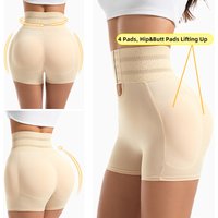 Women's Padded Butt Lifter Body Shaper with 4 Sponge Pads Tummy Control Shapewear Panties with Waist Cincher and Hook Closure