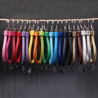 13CM Colorful Braided PU Leather Keyring for Men Women Fashion Car Key Accessories Waist Buckle Key Ring Couple Friend Gift