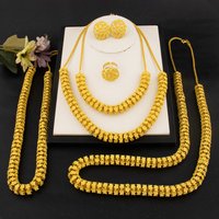 Dubai Elegant Jewelry Set Necklace Earrings Ring Gold Plated Women's Wedding Anniversary Gift