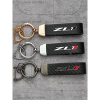 Carbon Fiber For Chevrolet ZL1 Emblem Camaro Super Hornet Captiva Malibu Spark Fashion Leather Keychain Men Women Car Key Ring