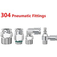 304 Stainless Steel PC PCF PL PLF PB4/6/8/10/12 BSP 1/8 1/4 3/8 1/2 Pneumatic Fitting Air Tube Connector Quick Release Pipe