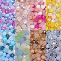 200pcs 4mm Rondelle Faceted Crystal Beads Mixed Color Glass Beads Loose Spacer Beads For Jewelry Making DIY Bracelet Necklace