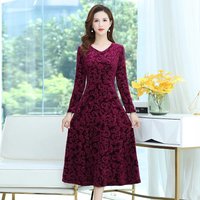 Autumn Ladies New Long Sleeves Maxi Dress Korean Female V-neck Long Dresses Women Golden Velvet Large Size 5XL Dress