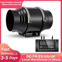 150mm Inline Duct Fan with Temp/Humidity Controller 600 m³/h 350CFM EC Motor Ventilation Exhaust Fan for Bathroom Grow Tent