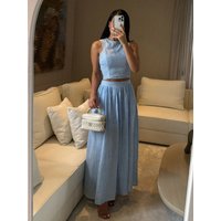 Leisure 2 Piece Sets Women Outfits Summer Clothing Women 2026 Sleeveless Tank Top Long Skirt Sets Vocation Two Pieces Dress Sets