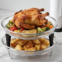 Air Fryer Accessories Stainless Steel Stackable Tray 2-Piece Air Fryer Dehydrator Rack for Broiling Cooking Dehydrating Meal