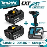 Makita 18V Cordless Drill DDF487 Power Tool Set 5.0/6.0/9.0Ah Battery Replacement BL1860B Charger DC18RC LXT Li-ion Kit
