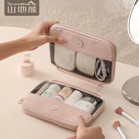 Makeup Bag Travel Cosmetic Organizer Waterproof Large Capacity Detachable Double Layer Clear Window Toiletry Storage Pouch Women