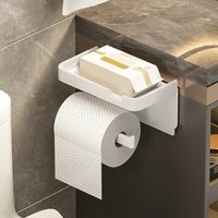 Multifunctional Plastic Toilet Paper Holder No Drilling With Shelf Tissue Holder Wall Mounted Toilet Organizer Rack Bathroom Use