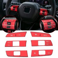 6pcs/set Sport Red JDM Interior Steering Wheel Button Switch Frame Cover Molding Trims For Honda Civic 11th Gen 2022-2026
