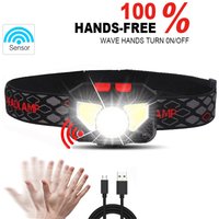 6 Modes Motion Sensor XPE+COB LED Headlamp Flashlight USB Rechargeable Waterproof Camping Head lamp Running Fishing headlight
