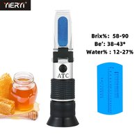 yieryi New 58~90% Brix 38~43 Bee Baume Honey Refractometer ATC Portable Moisture 12-27% Honey Refractometer Beekeeping Tester