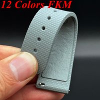 20mm FKM Fluororubber Watch Strap Release Bar Watchband Universal Bracelet Fold Clasp Silicone Rubber diver Grey Red Blue Band