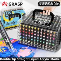 GRASP 84/60/48/36/24 Colors Dual Tip Direct Liquid Acrylic Markers Overlay No Bleed Art Marker Korean Stationery School Supplies