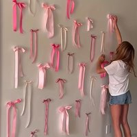 20Pcs/set Pink Bow Wall Decor DIY Photo Backdrop Ribbon Bow for Kids Birthday Wedding Party Home Room Decoration Christmas Gift