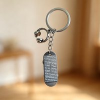 New Skateboard Keychain with Cross and Lord's Prayer Pattern Metal Keychain for Street Skateboarding Music Enthusiasts Keychain