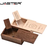 Crystal USB Flash Drives 128GB Free Custom Logo Memory Stick Photography Wedding Gift Pen Drive 64GB Wooden Box Pendrive 32GB