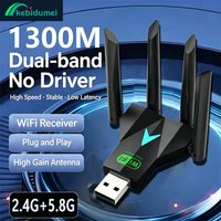 Kebidumei 1300Mbps WiFi USB Adapter Dual Band 2.4G/5Ghz Wi-Fi Dongle USB3.0 802.11AC 4-Antenna Wireless Receiver For PC/Laptop