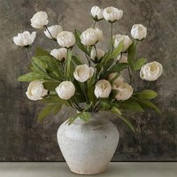 4 Heads Artificial Silk Peony Flower Fake Peony Branch with Stems for DIY Bouquet Table Centerpieces Wedding Home Decoration