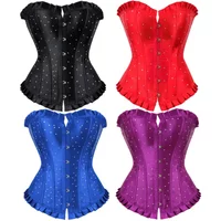 corset bustier top rhinestone brocade red black blue purple plus size clothing sexy gotico korsett for women corse